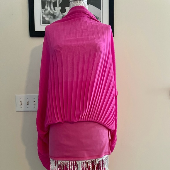 pleated maxi skirt fuchsia bright pink color Barbie style size S-M - Picture 9 of 10